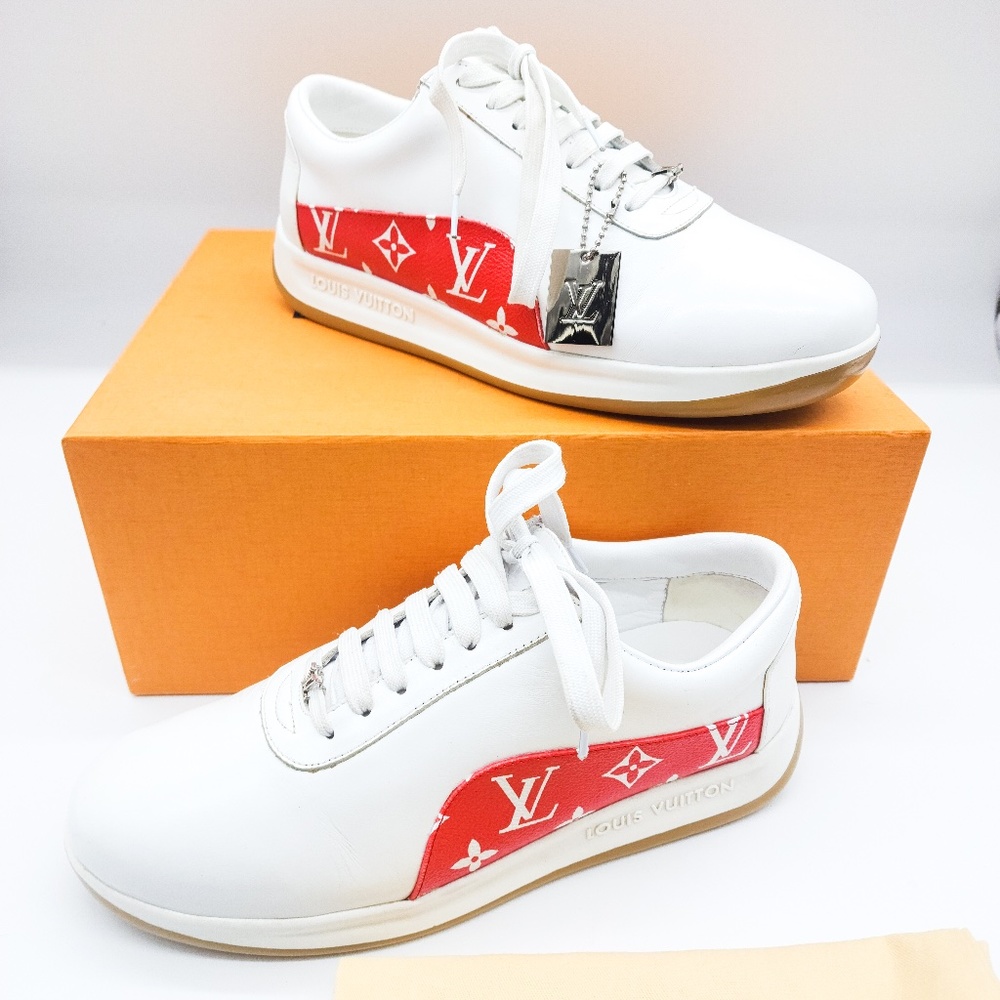LOUIS VUITTON x Supreme White Leather Men's Designer Sneakers Shoes Size…